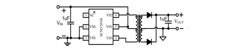 Typical circuit of SCM1201BTA (example for 5V input and 5V/0.2A output).png